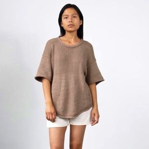 Wol Hide Loose Pullover Cotton Sweater in Mushroom